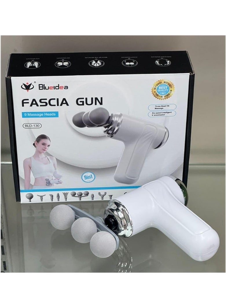 Blueidea Full Body Three-Headed Electric Massage Gun for Muscle Pain Relief, Deep Fascia Impact Therapy, Adjustable 6 Speed Levels, Ergonomic Grip for Comfortable Long-Time Use - Image 5